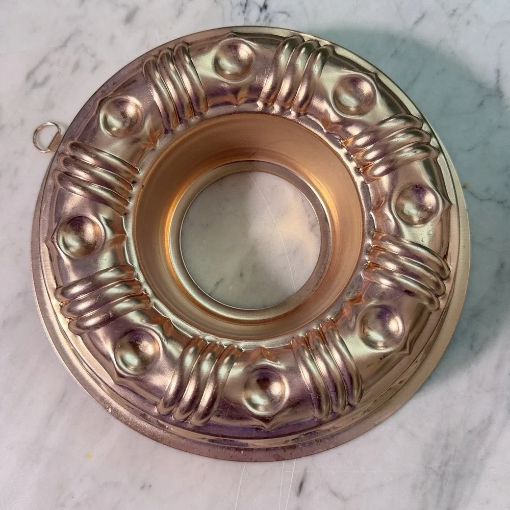Vintage 70s Copper Bunt‎ Pan Jello Mold Wall Hanging Round  3.5 Cups
